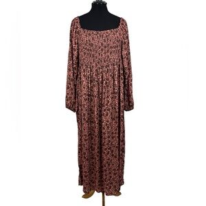 NWT Faherty Floral Long Sleeve Dress, Size XL